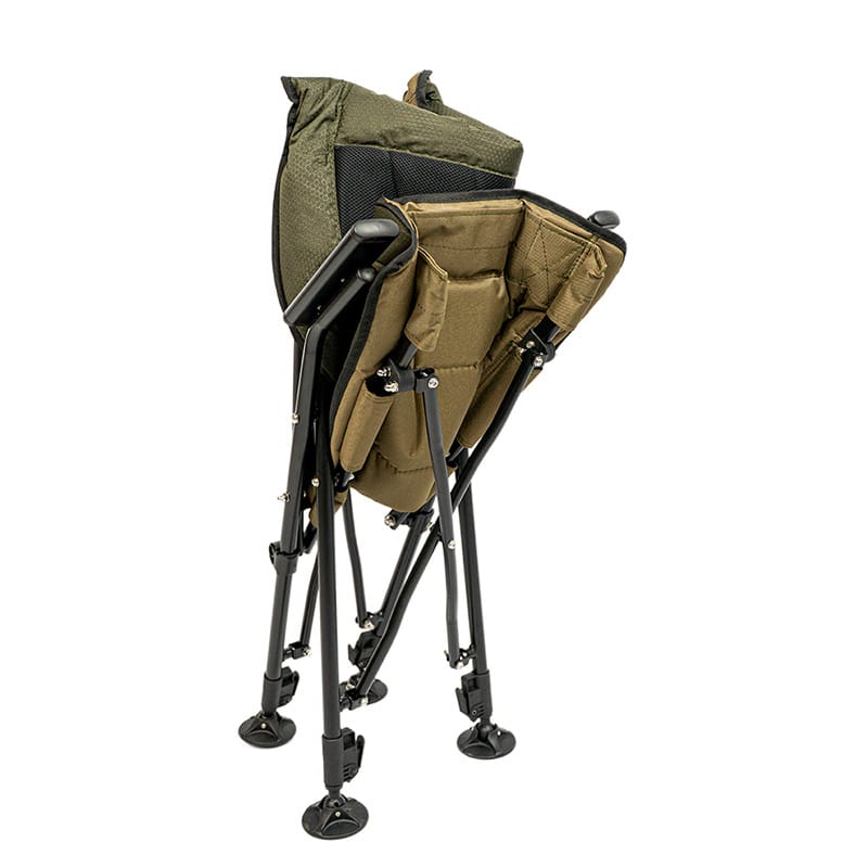 RCG FoldX Chair inklapbare stoel met zwarte mesh-zitting en verstelbare poten overzicht ingeklapt