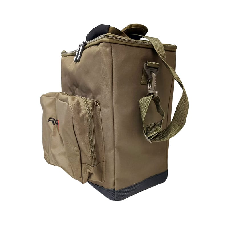 RCG Heater Bag in olijfgroen met voorvak en hoofdvak, geschikt voor Seven Oaks Tent Kachel zijkant