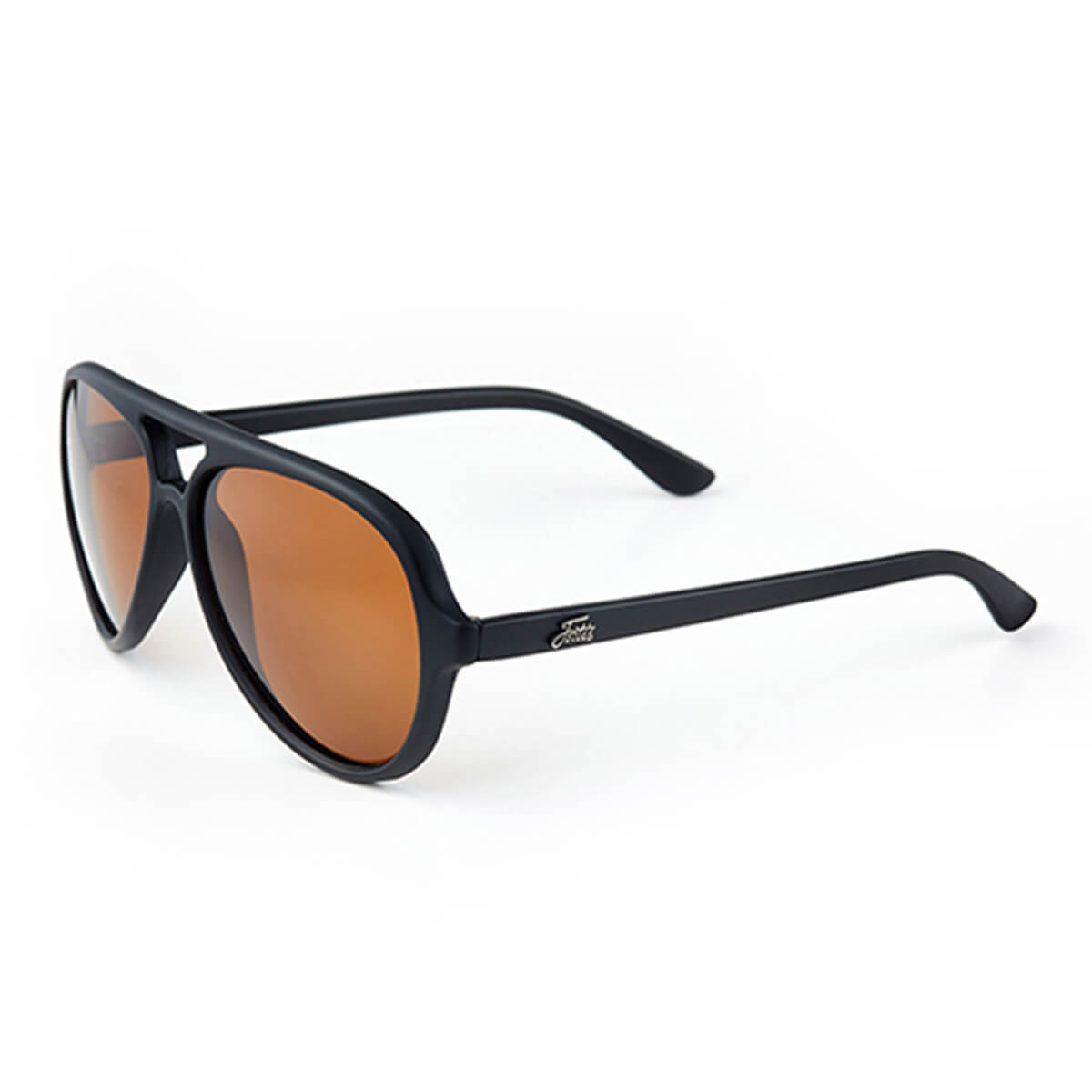 Mat zwarte Aviator zonnebril met grijze gepolariseerde lenzen