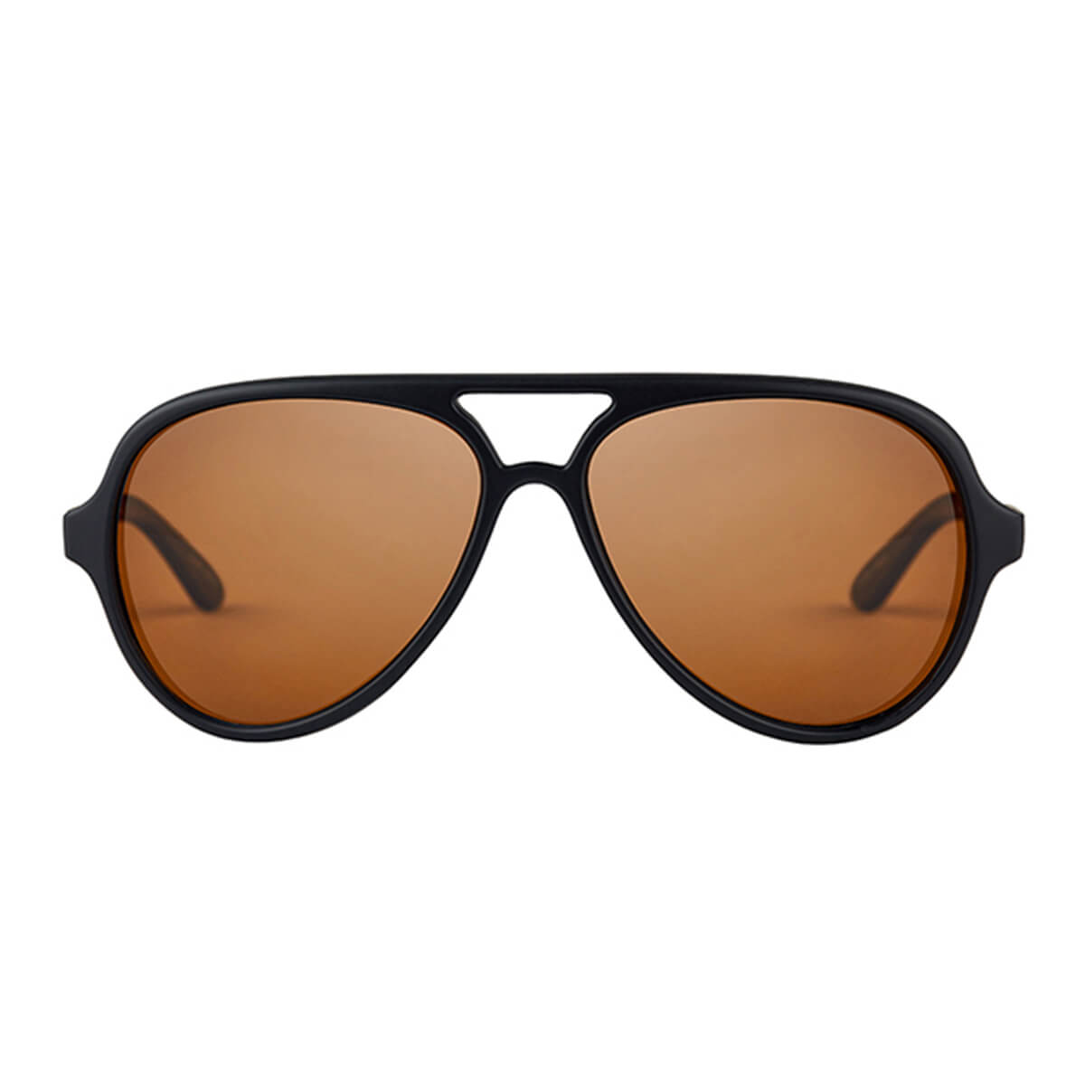 Mat zwarte Aviator zonnebril met grijze gepolariseerde lenzen